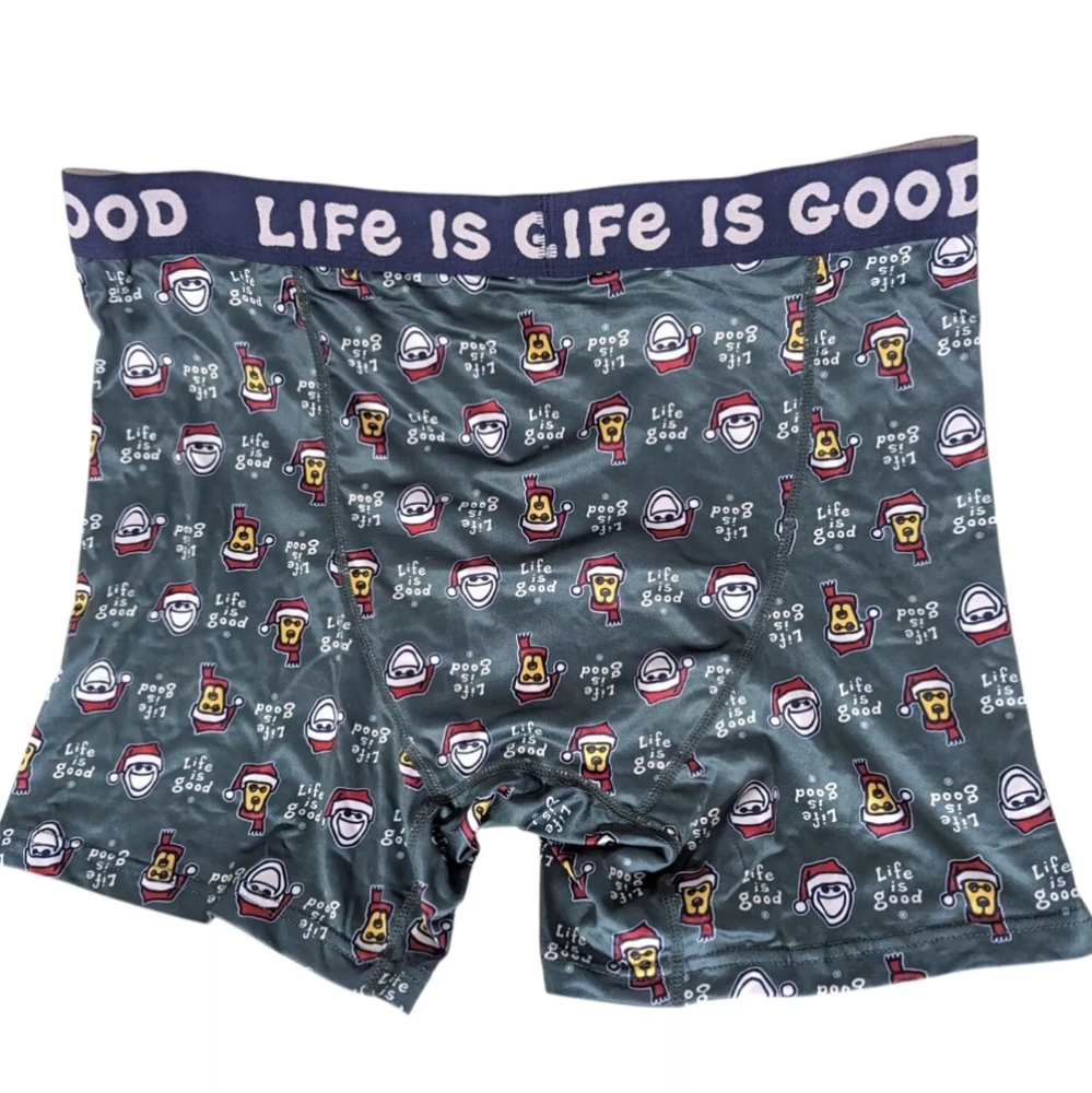 Life Is Good Underwear Men's Boxer Briefs Green Adult Fly Pouch Holiday Size L - Picture 4 of 6